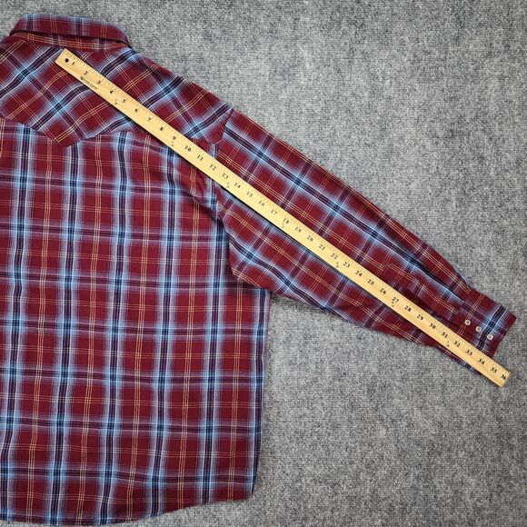 Wrangler Shirt Mens 2XL Plaid Western Pearl Snap Long Sleeve Button Up Casual - Picture 7 of 15